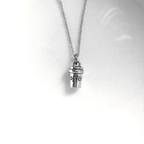 Miniature Tiny Coffee Cup Coffee Lovers Coffee Addict Morning Drink Necklace - Picture 3 of 5